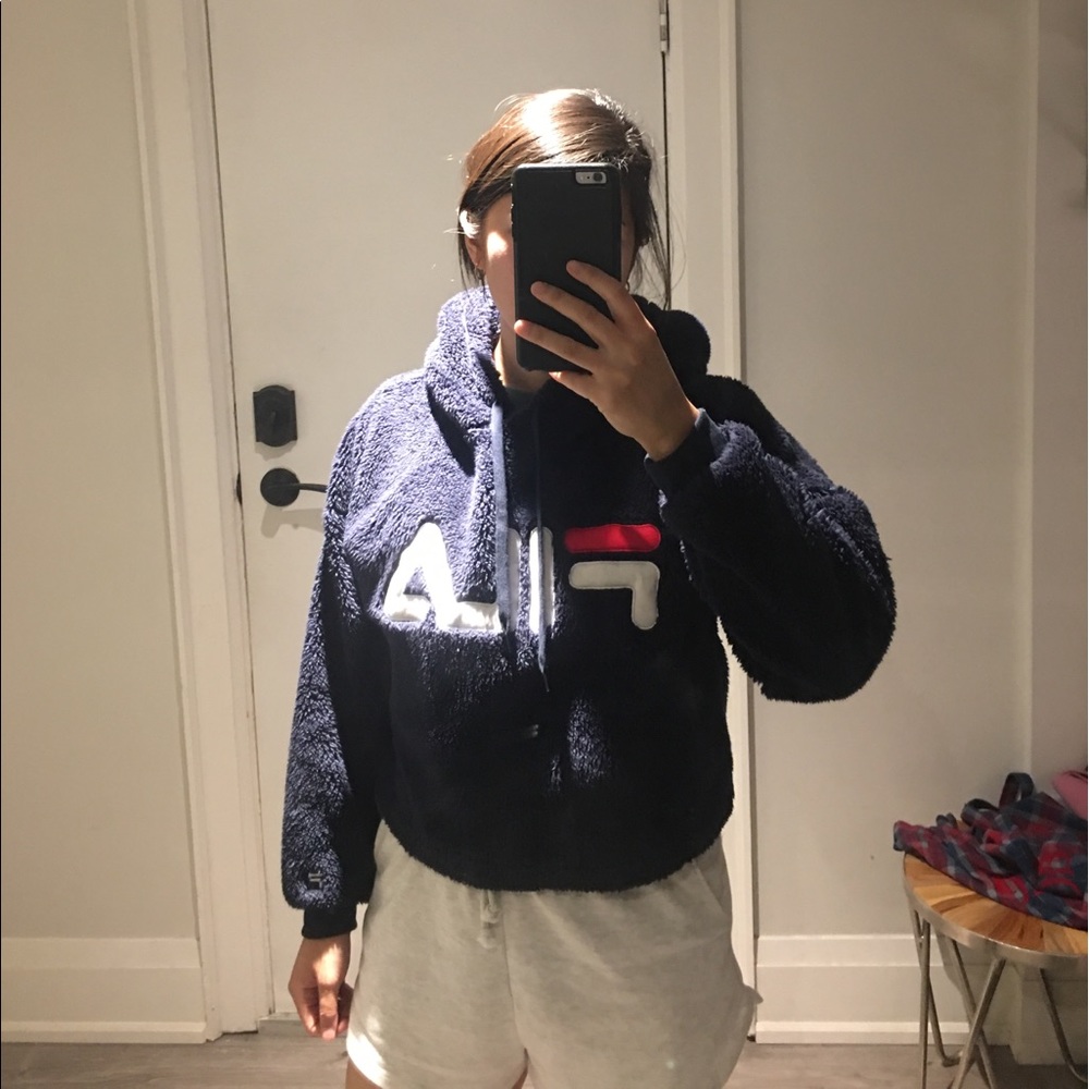 Fila cropped teddy/fluffy sweater